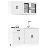 4 Piece Kitchen Cabinet Set Lucca White Engineered Wood
