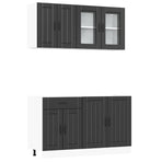 4 Piece Kitchen Cabinet Set "Lucca" Black Engineered Wood