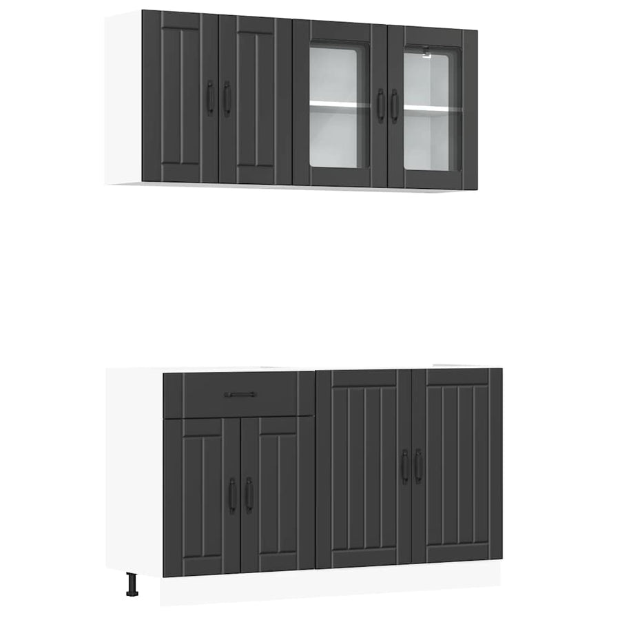 4 Piece Kitchen Cabinet Set "Lucca" Black Engineered Wood