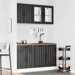 4 Piece Kitchen Cabinet Set "Lucca" Black Engineered Wood