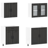 4 Piece Kitchen Cabinet Set "Lucca" Black Engineered Wood
