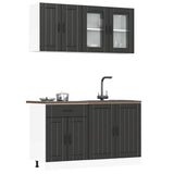 4 Piece Kitchen Cabinet Set "Lucca" Black Engineered Wood