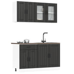 4 Piece Kitchen Cabinet Set "Lucca" Black Engineered Wood