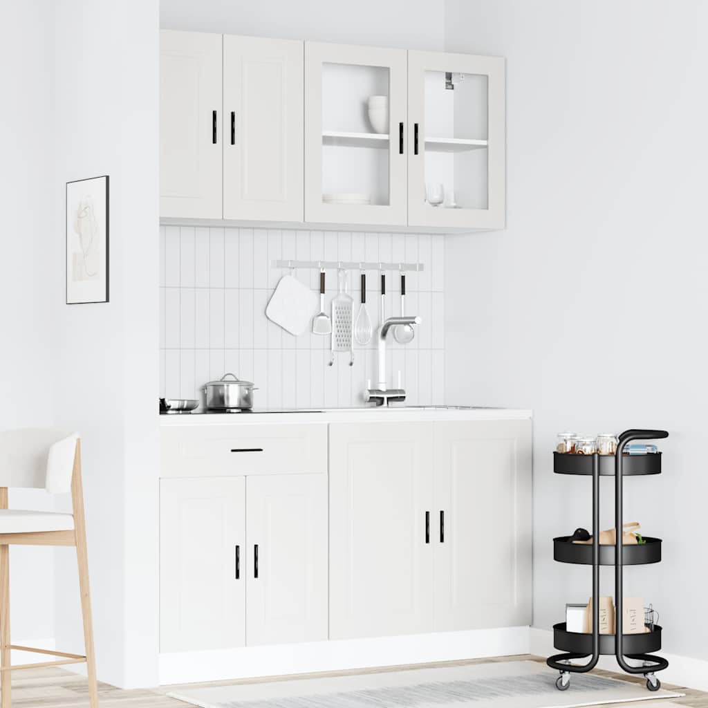 4 Piece Kitchen Cabinet Set "Porto" White Engineered Wood