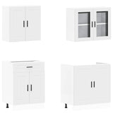 4 Piece Kitchen Cabinet Set "Porto" White Engineered Wood