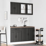 4 Piece Kitchen Cabinet Set "Porto" Black Engineered Wood