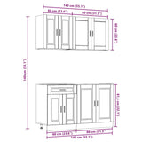 4 Piece Kitchen Cabinet Set "Porto" Black Engineered Wood