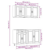 4 Piece Kitchen Cabinet Set "Porto" High Gloss White Engineered Wood