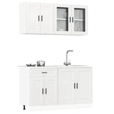 4 Piece Kitchen Cabinet Set "Porto" High Gloss White Engineered Wood