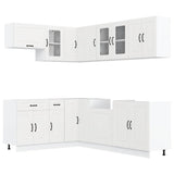 11 Piece Kitchen Cabinet Set Kalmar White Engineered Wood - Front View