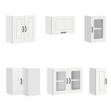 11 Piece Kitchen Cabinet Set Kalmar White Engineered Wood - 45-Degree Angle