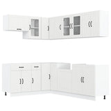 11 Piece Kitchen Cabinet Set Lucca White Engineered Wood - Front View