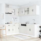 11 Piece Kitchen Cabinet Set Lucca White Engineered Wood - Side View
