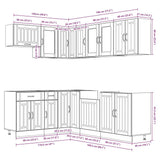 11 Piece Kitchen Cabinet Set Lucca White Engineered Wood - Low Angle