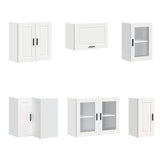 11 Piece Kitchen Cabinet Set Porto White Engineered Wood - 45-Degree Angle