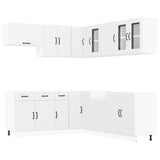 11 Piece Kitchen Cabinet Set Kalmar White Engineered Wood - Front View