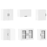 11 Piece Kitchen Cabinet Set Kalmar White Engineered Wood - 45-Degree Angle