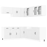 11 Piece Kitchen Cabinet Set Lucca White Engineered Wood - Front View