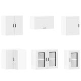 11 Piece Kitchen Cabinet Set Porto White Engineered Wood - 45-Degree Angle