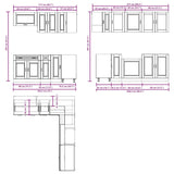 11 Piece Kitchen Cabinet Set Porto White Engineered Wood - Low Angle