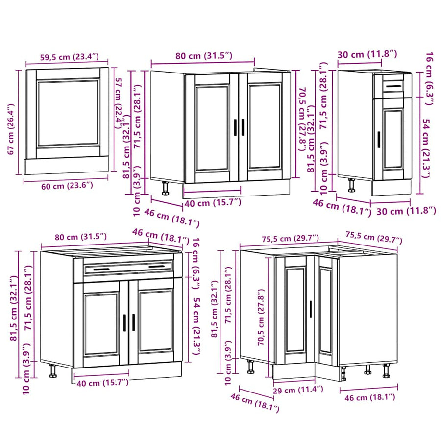 11 Piece Kitchen Cabinet Set Porto White Engineered Wood