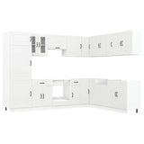 14 Piece Kitchen Cabinet Set Kalmar White Engineered Wood - Front View