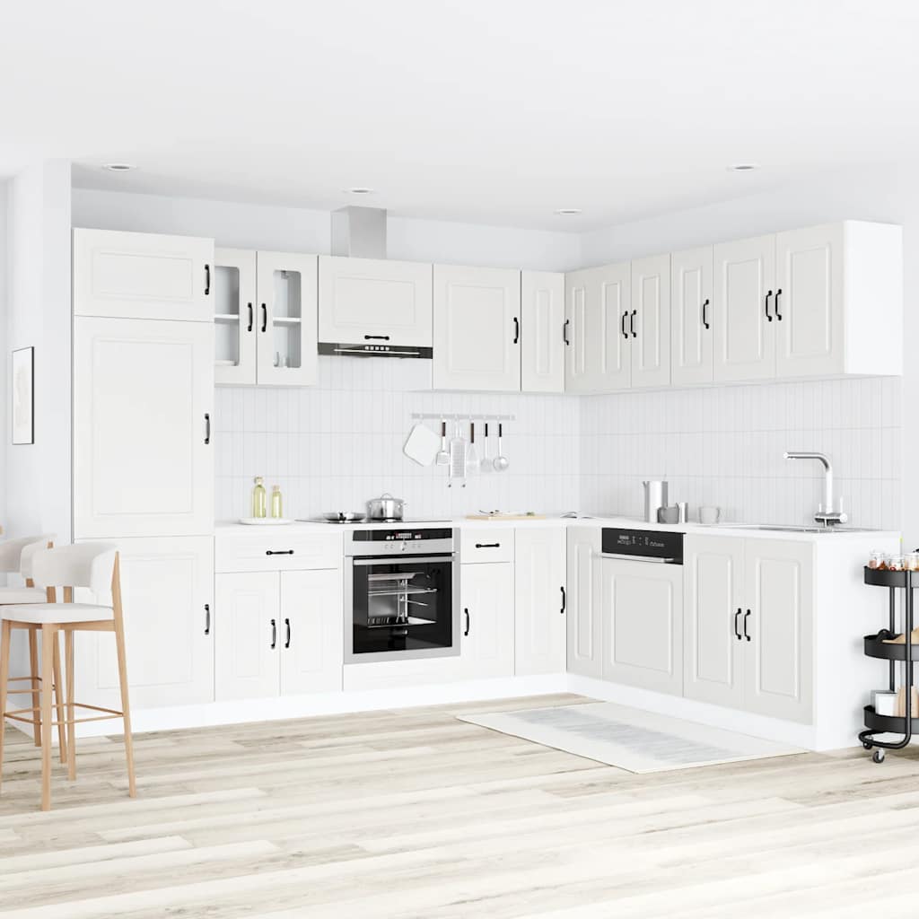 14 Piece Kitchen Cabinet Set Kalmar White Engineered Wood