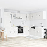 14 Piece Kitchen Cabinet Set Kalmar White Engineered Wood - Side View