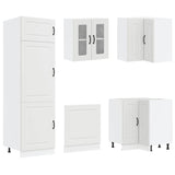 14 Piece Kitchen Cabinet Set Kalmar White Engineered Wood - 45-Degree Angle