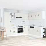 14 Piece Kitchen Cabinet Set Lucca White Engineered Wood - Side View