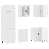 14 Piece Kitchen Cabinet Set Lucca White Engineered Wood - 45-Degree Angle