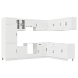 14 Piece Kitchen Cabinet Set Lucca White Engineered Wood - Rear View