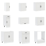 14 Piece Kitchen Cabinet Set Lucca White Engineered Wood - Close-Up Angle
