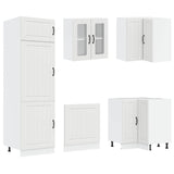 14 Piece Kitchen Cabinet Set Lucca White Engineered Wood - Low Angle