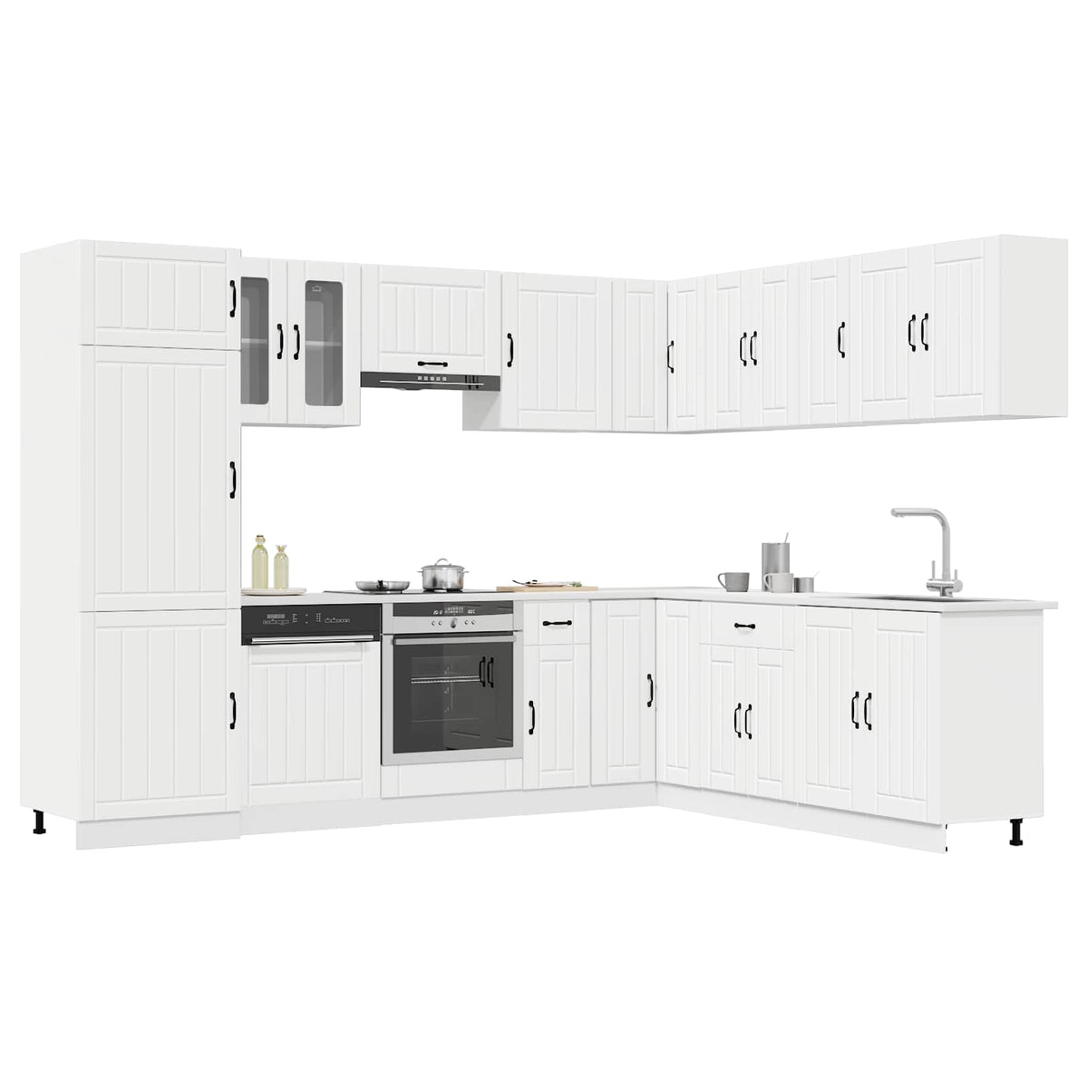 14 Piece Kitchen Cabinet Set Lucca White Engineered Wood