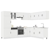 14 Piece Kitchen Cabinet Set Lucca White Engineered Wood - Side View