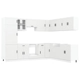14 Piece Kitchen Cabinet Set Porto White Engineered Wood - Front View