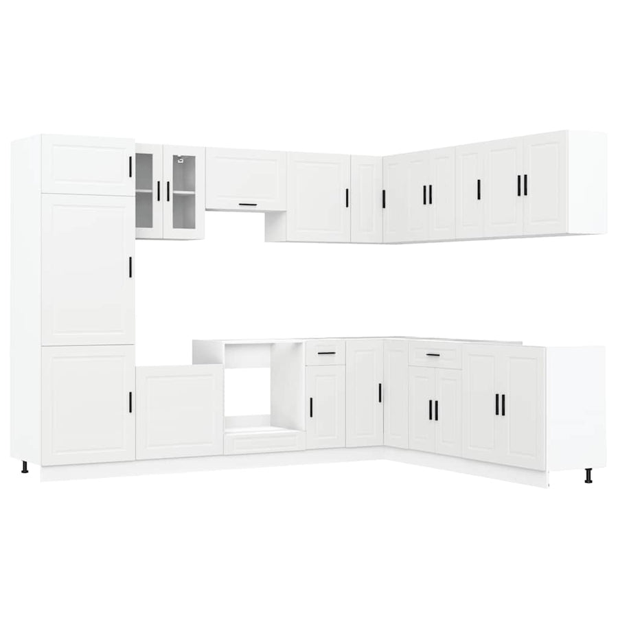 14 Piece Kitchen Cabinet Set Porto White Engineered Wood