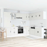 14 Piece Kitchen Cabinet Set Porto White Engineered Wood - Side View