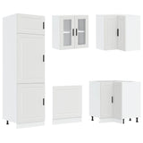 14 Piece Kitchen Cabinet Set Porto White Engineered Wood - 45-Degree Angle