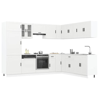 14 Piece Kitchen Cabinet Set Porto White Engineered Wood
