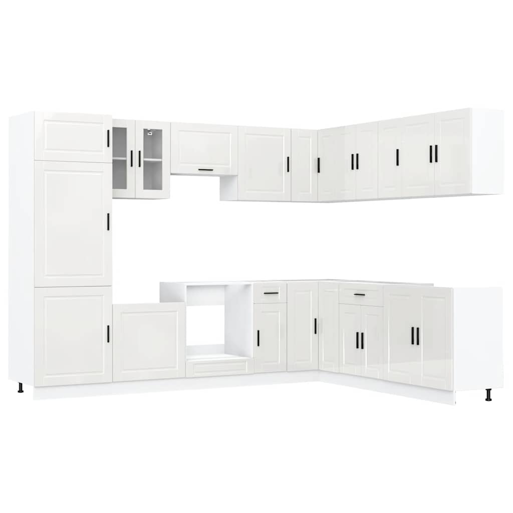 14 Piece Kitchen Cabinet Set "Porto" Gloss White Engineered Wood