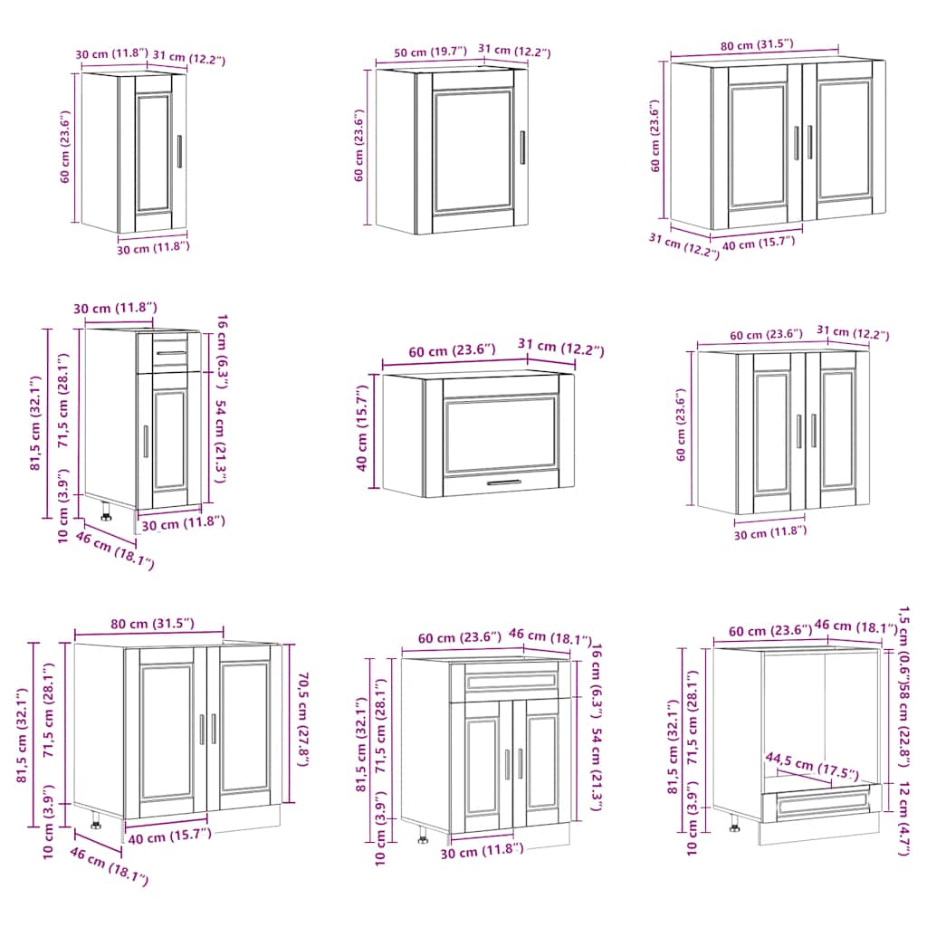 14 Piece Kitchen Cabinet Set "Porto" Gloss White Engineered Wood