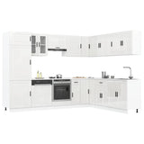 14 Piece Kitchen Cabinet Set "Porto" Gloss White Engineered Wood
