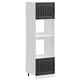 Oven Cabinets 2 pcs Lucca Black Engineered Wood - Front View