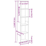 Bookcase Artisian Oak 40x24x176 cm Engineered Wood