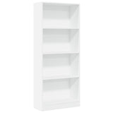 Bookcase White 60x24x143 cm Engineered Wood - Front View