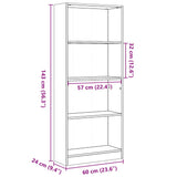 Bookcase White 60x24x143 cm Engineered Wood - Extra Image