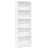 Bookcase White 60x24x176 cm Engineered Wood - Front View