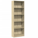Bookcase Sonoma Oak 60x24x176 cm Engineered Wood - Front View